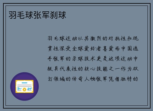 羽毛球张军刹球